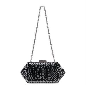 Oscar De La Renta Beaded Trapezoid Chained Clutch Bag
